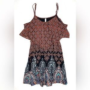 Xhilaration Women’s Multi Color Spaghetti Strap Flounce Boho Floral Dress Sz XXL